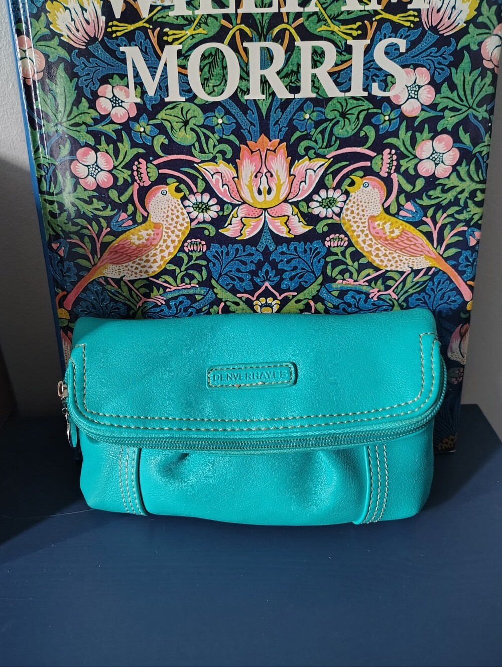 Denver Hayes Turquoise Faux Leather Crossbody Bag or Clutch Purse